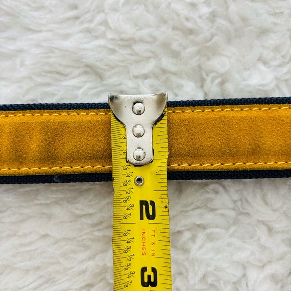 Versace Vtg Yellow Suede Vera Pelle Genuine Leather Belt with Silver Buckle 36 - Picture 8 of 16